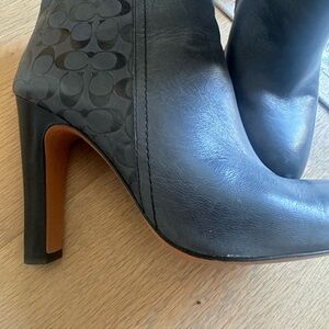 Coach Dark Gray Embossed Heeled Boots